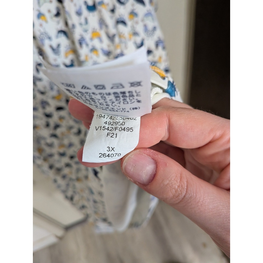 Lands End 100% Cotton Nightgown Sleep Dress in Blue White Chicken Print 3X - Picture 5 of 6